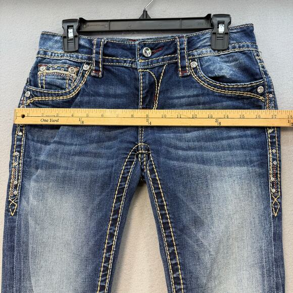Rock Revival Jeans Women's 27 (4) Blue Celinda Low Rise Straight Blingy EUC - Picture 13 of 16